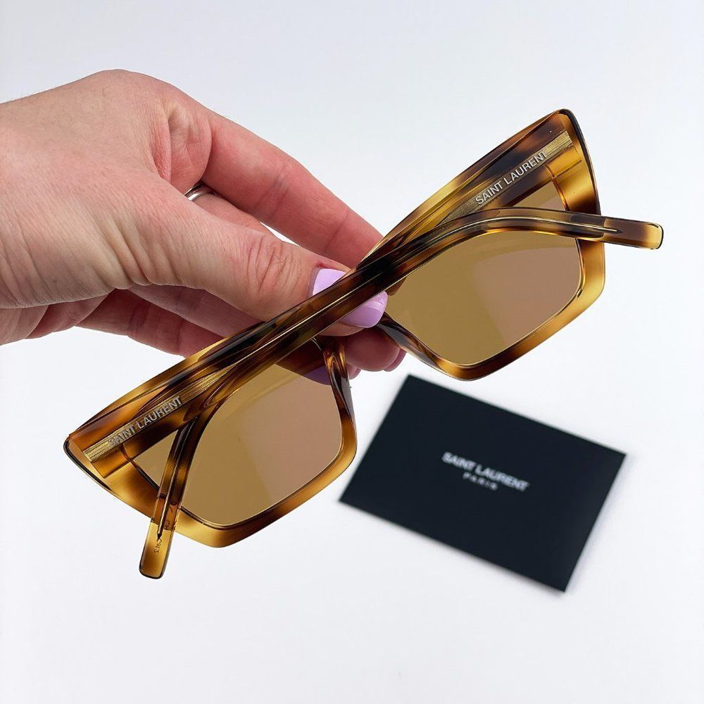 Saint Laurent SL276 MICA 022 Sunglasses Havana Yellow Cat Eye Women - Picture 6 of 13